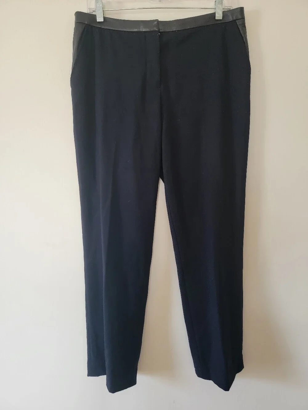 Tory Burch Wool And Leather Trim Dress Pants